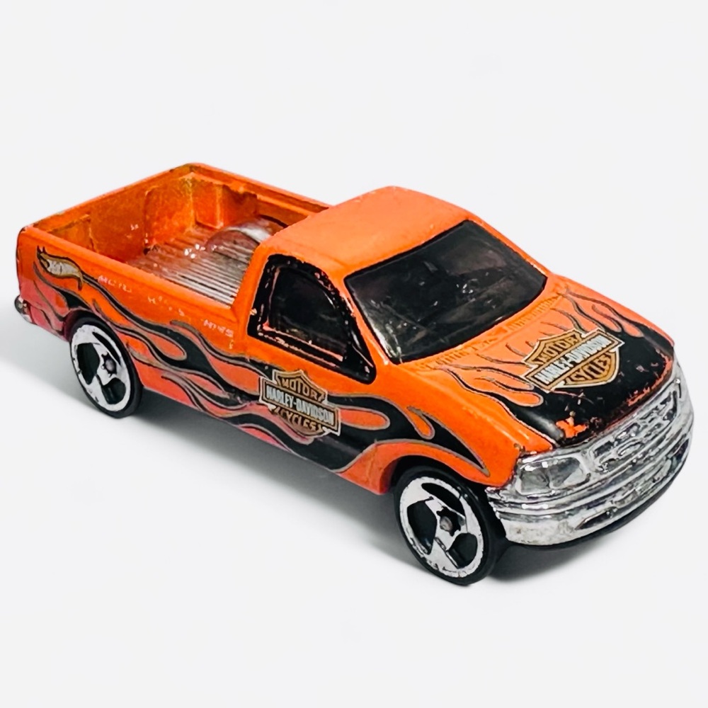 🔥🏁 1996 Hot Wheels Harley-Davidson 1997 Ford F-150 Pickup – Orange Flames🏁🔥